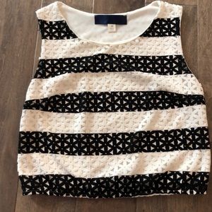 Medium black and white striped crop